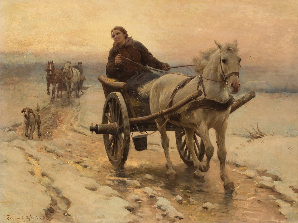 Horses and Cart in Winter