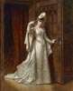Elegant Lady in a White Damask Dress