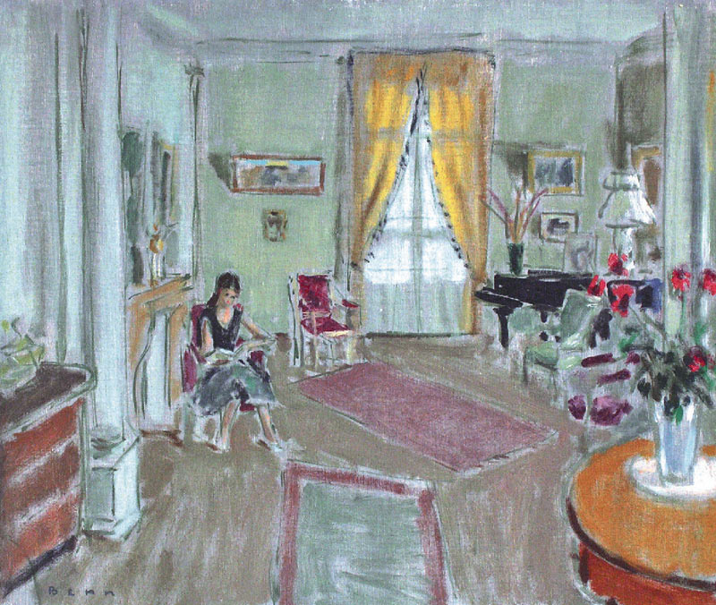 Woman Reading in Living Room