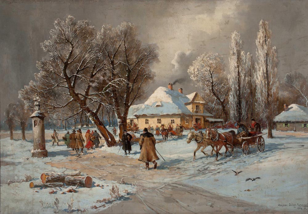 Scene in front of a Manor House