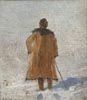 Portret chłopa w zimowym pejzażu