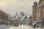 Warsaw in Winter. View on Castle Square with The Sigismund Column