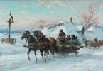 Sleigh Departing from a Village