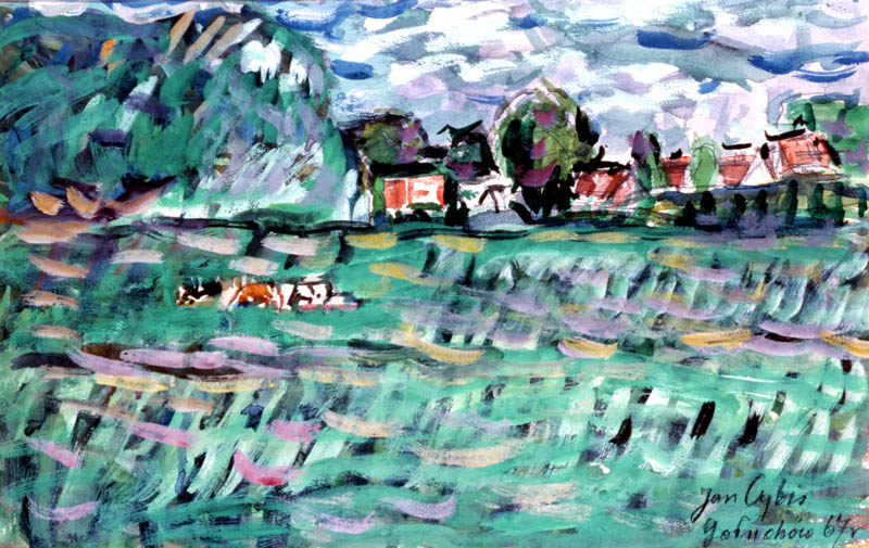 Landscape with a Meadow and Red Houses