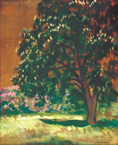 Blossoming Chestnut Trees with Lilacs
