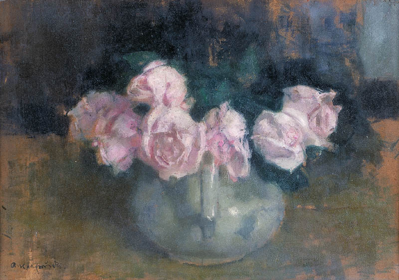 Roses in a White Vase