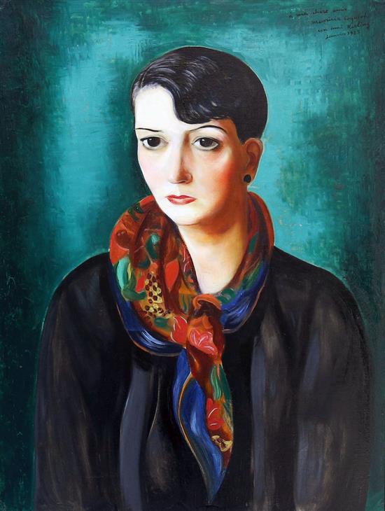 Portret modej kobiety z szalikiem