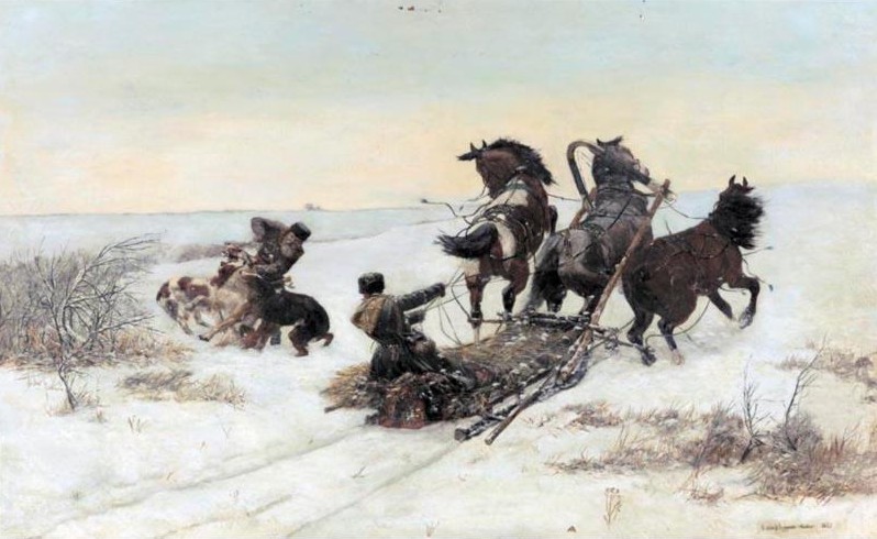 Sledge Attacked by Wolves