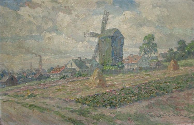 Motif of Ozorkow with a Windmill