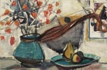 Still Life with Chinese Lanterns, Table Fruits and Mandolin