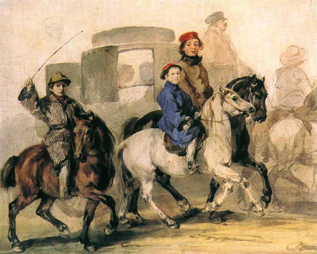 Przejażdżka - dzieci artysty na koniach