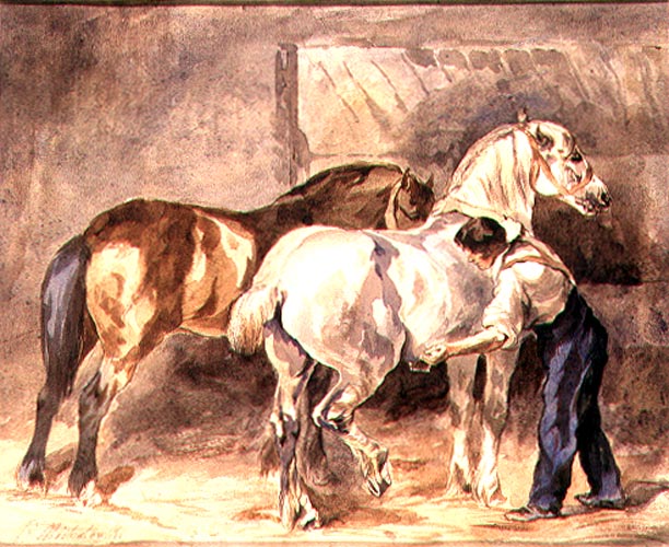 Stableman and Horses