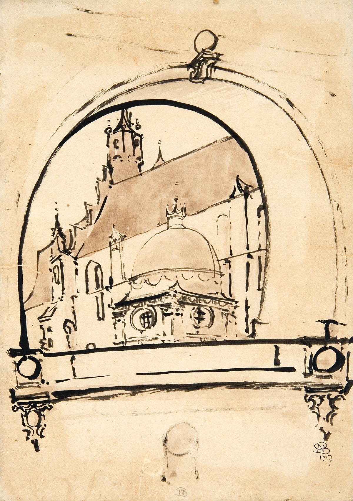 Widok na Katedr Wawelsk przez pkolist arkad