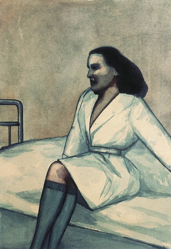 Woman Sitting on a Bed