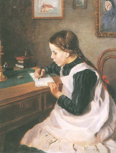 Dziewczynka przy biurku