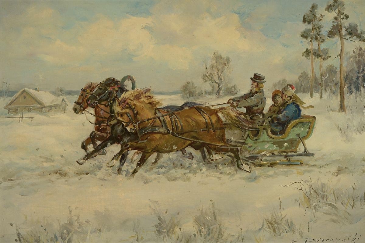 Winter Landscape with Troika-Sleigh