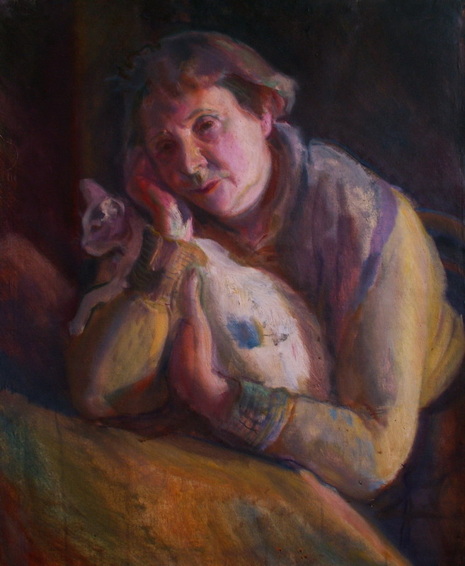 Portret matki z kotem