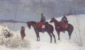 Army Officers Riding Through the Snow