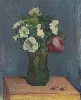 Jug of White Flowers and a Rose