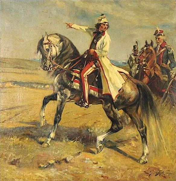 Tadeusz Kociuszko z oficerami na koniach