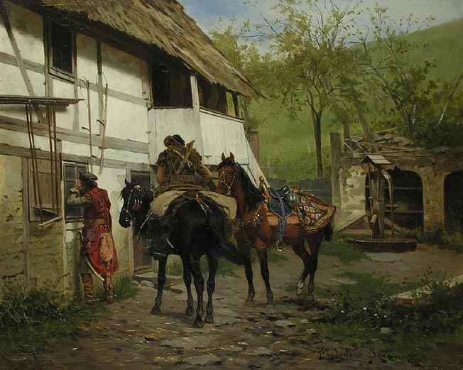 Riders Before a Cottage