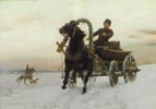 Trader in a Horse-Drawn Cart in the Snow