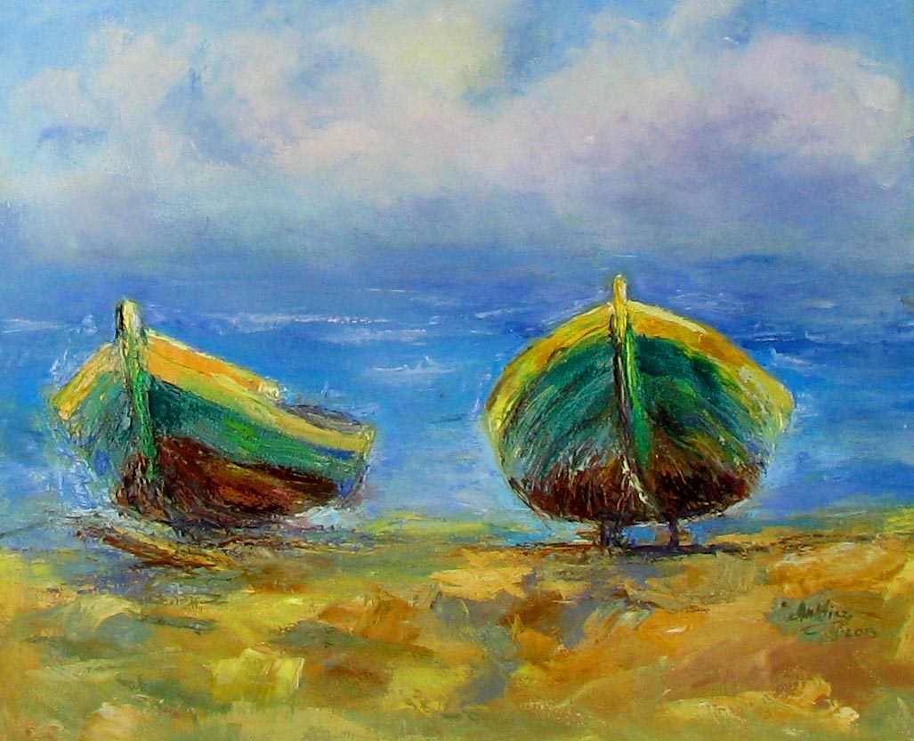 Dwie łodzie nad morzem w Mechelinkach