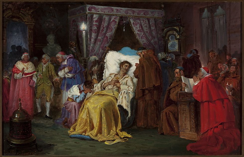 Aleksander Sobieski na łożu śmierci w Rzymie w r.1714