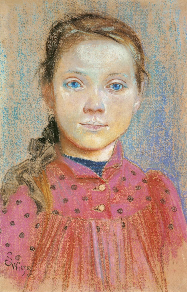 Portret dziewczynki w czerwonej sukience