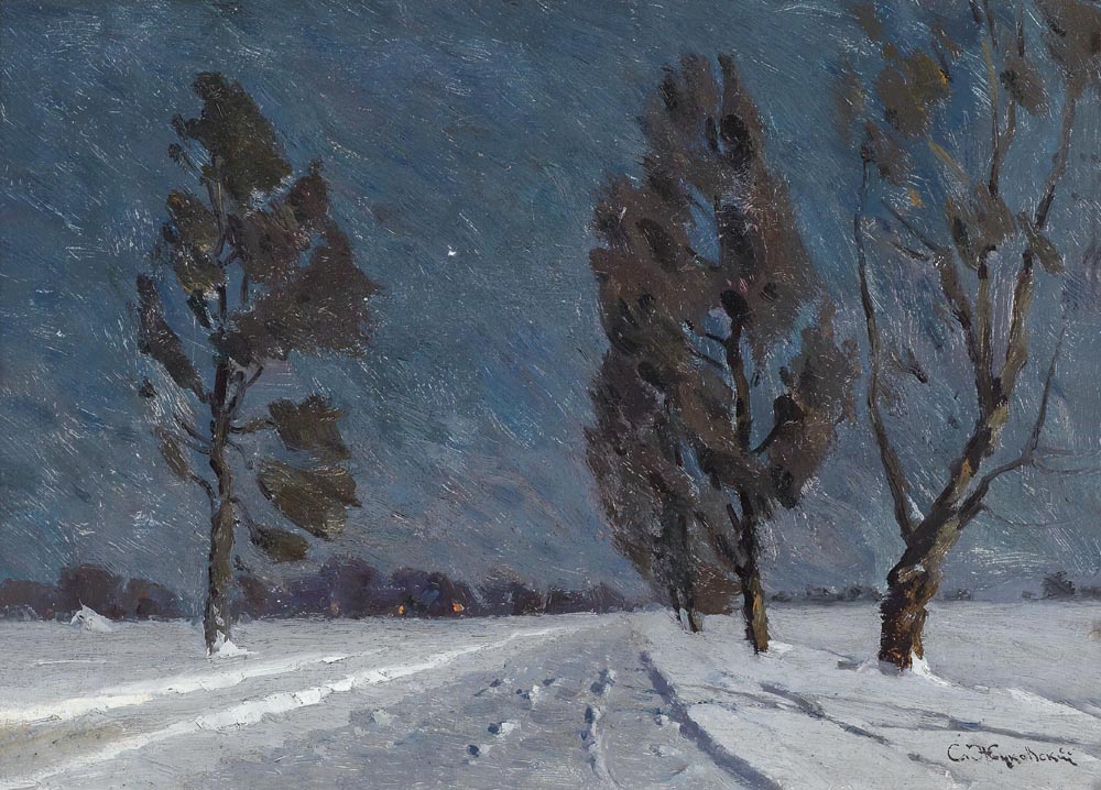 Winter Road at Night